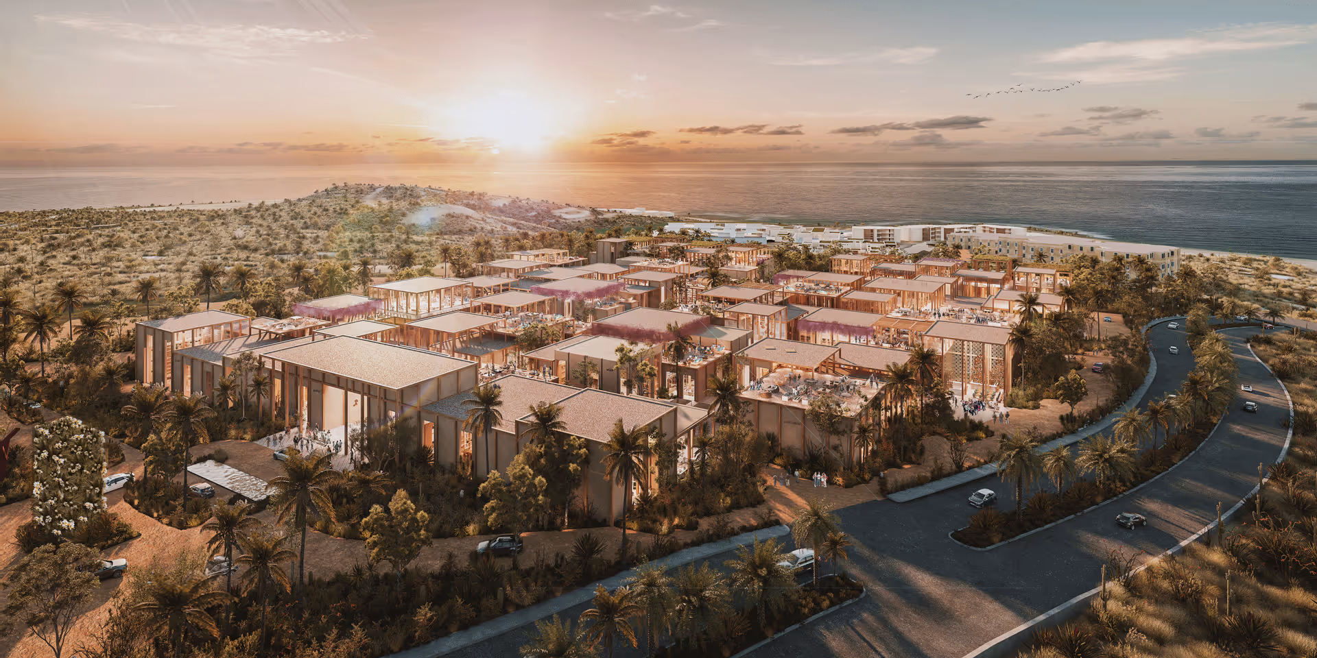 Aerial render of Ánima Village